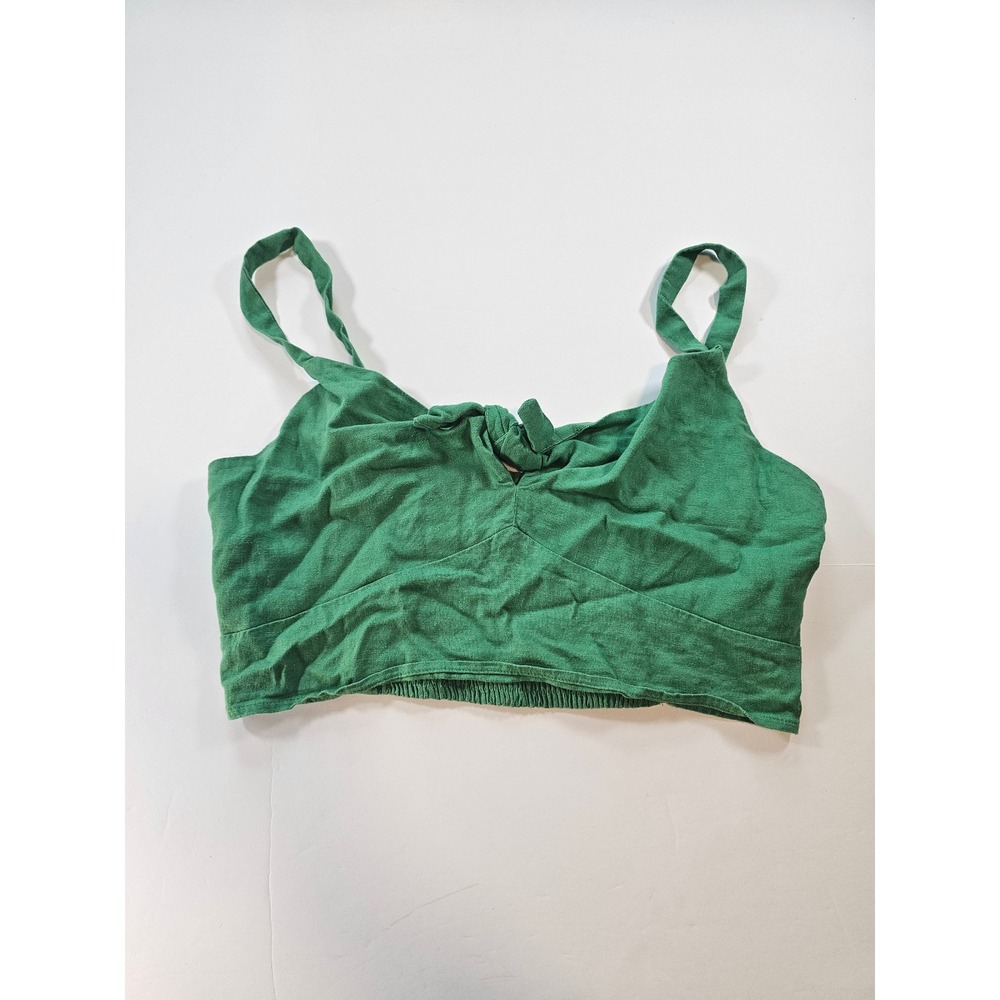 Universal Thread Crop Top Womens Medium Green Tie Front Summer Smocked Camisole